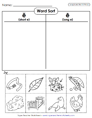 Phonics Worksheets Long E Short E Vowel Sound