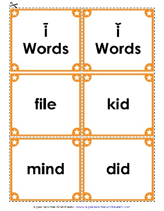 Phonics Worksheets - Vowel Sounds Short I Long I