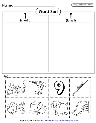 Printable Phonics Worksheets - Long I Short I Vowel Sound