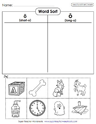 Phonics Worksheets - Long O Short O Vowel Sounds