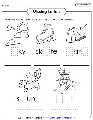 SK Consonant Blend Sound - Phonics Worksheets