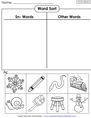 Phonics Blends Worksheet - SN