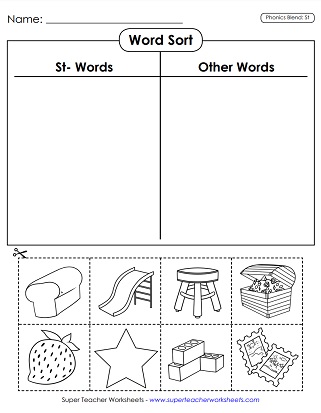 ST Blend - Phonics Worksheets