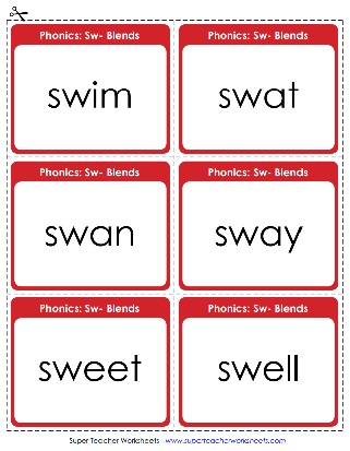 Printable Phonics Worksheet - SW Blend