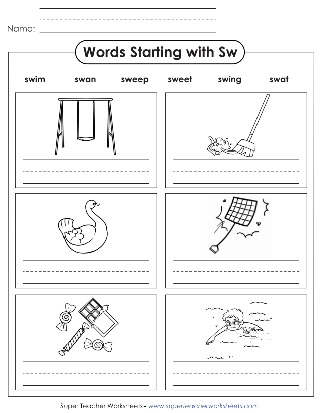 SW Consonant Blend Sound - Phonics Worksheets