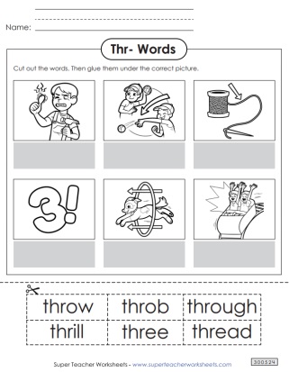 Printable Phonics Worksheets: THR