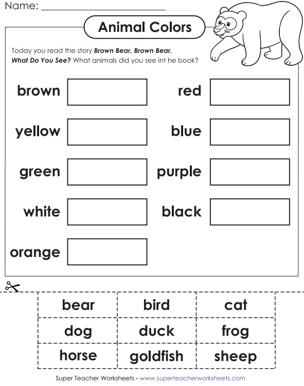 Brown Bear - Cut & Glue Worksheet