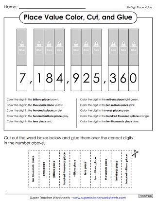 Place Value Worksheet Billions