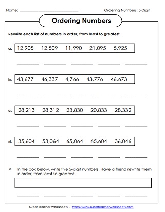 Ordering Numbers - Place Value