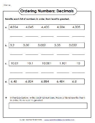 Ordering Decimals