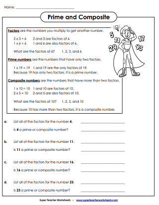 Prime and Composite Numbers Worksheets