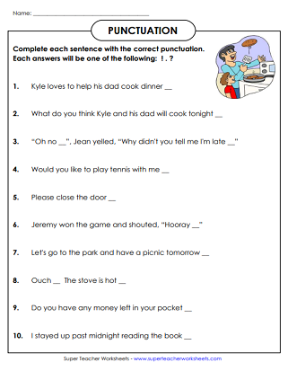 Punctuation Worksheets