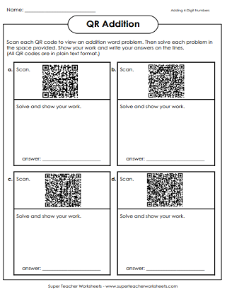 QR Code Worksheets