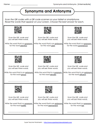 Printable QR Code Worksheets (Math, ELA)