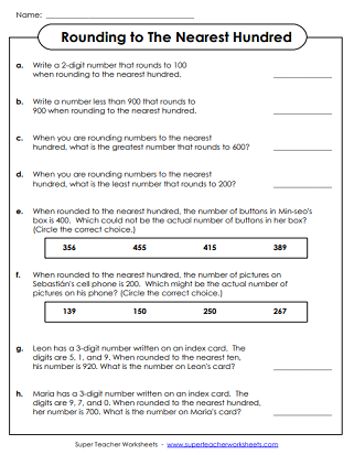 Rounding Word Problems (Printable)