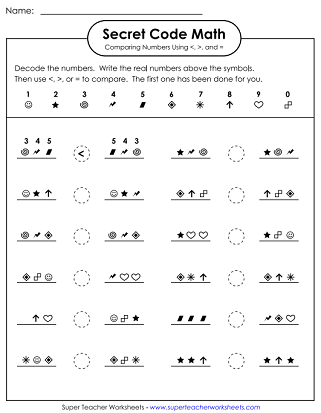 Printable Secret Code Math Worksheets