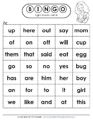 Sight Words Bingo