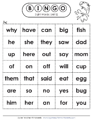 Sight Words Bingo