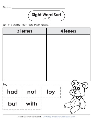 Sight Words Sort Activity