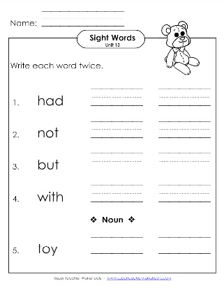 Sight Words Write Twice