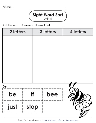 jSight Words Sorting Activity