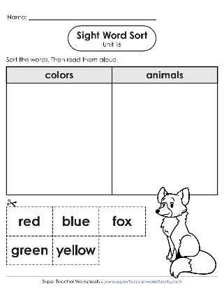 Sight Words Sort Activity