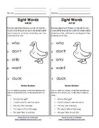 Printable Sight Word List