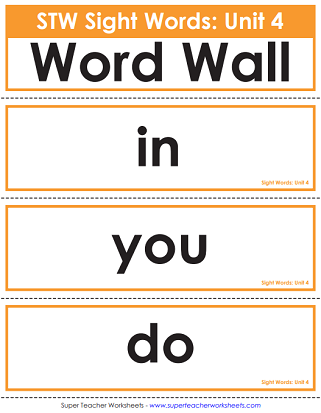 Printable Word Wall/Pocket Chart - Sight Words