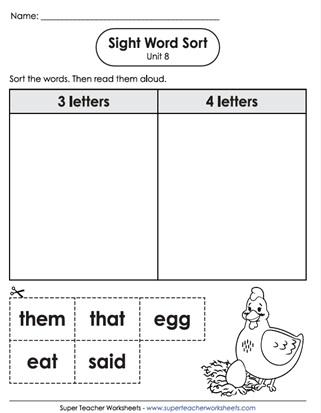 Sight Word Worksheets