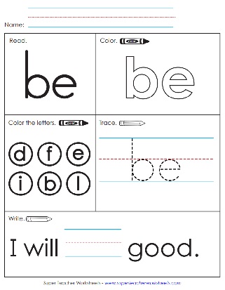 Be - Sight Word Worksheet