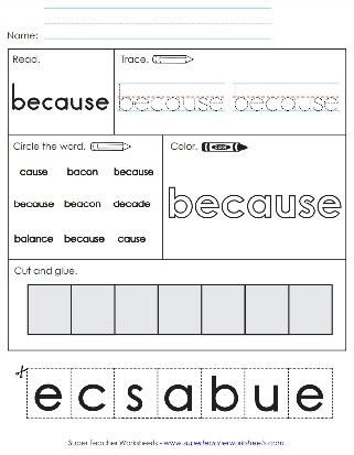 2nd Grade Sight Word Worksheet