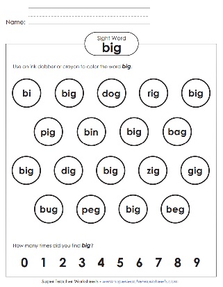 Sight Word Worksheet: Big