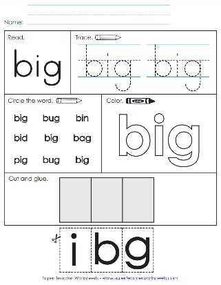 Sight Word Cut and Glue: Big