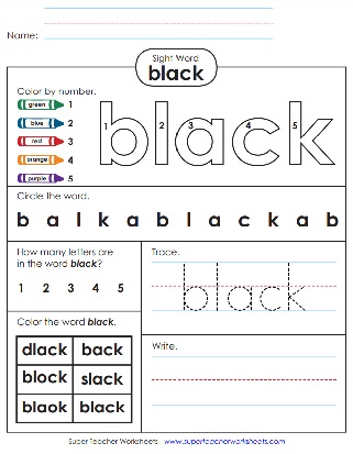 Basic Color Words - Worksheet