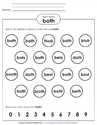 Worksheet Sight Word: Both