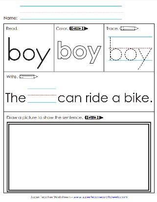 Printable Activity Sight Word - Boy