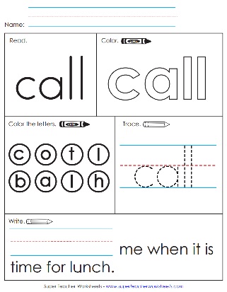 Sight Word Printable: Call