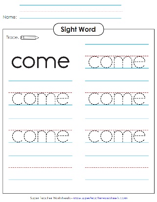 Snap Word Worksheet - Come