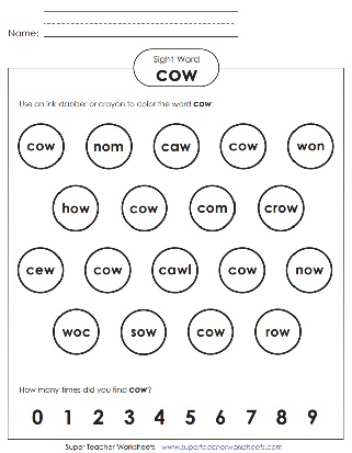 Printable Sight Word Worksheets