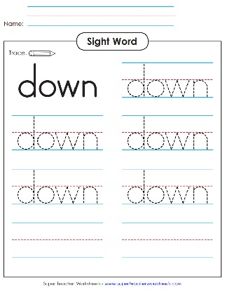 Snap Word Activities - Down