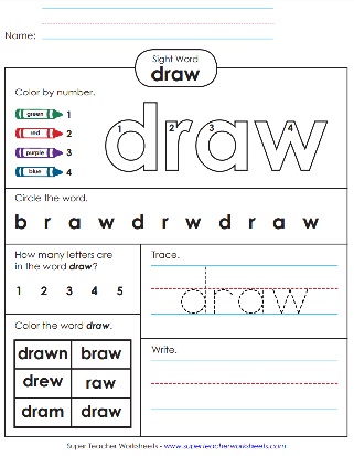 Snap Word Activities - Draw