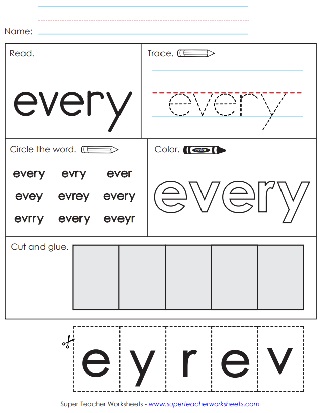 Every - Sight Word Printable