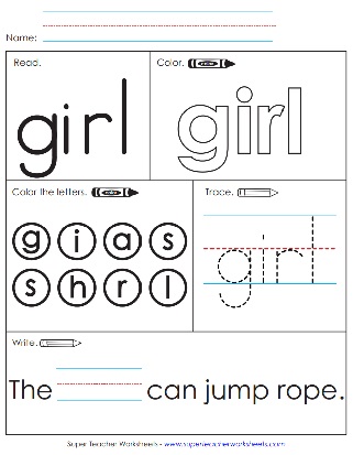 Printable Sight Word: Girl