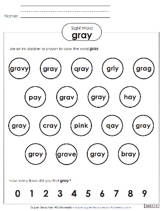 Snap Words Worksheet