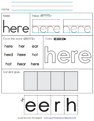 Sight Word Cut & Glue Worksheet: here