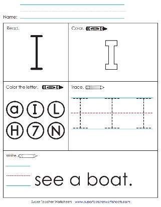 Printable Basic Sight Word Worksheet: I