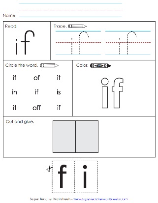 Worksheet for Sight Word If