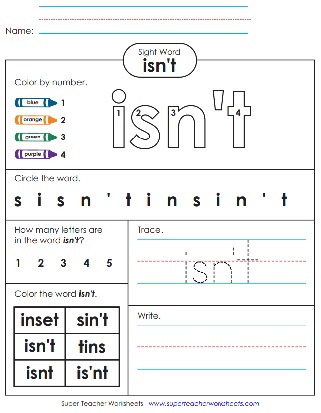 isn't Sight Word Printables