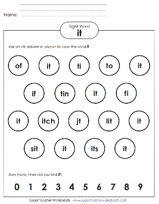 Sight Word it Worksheets