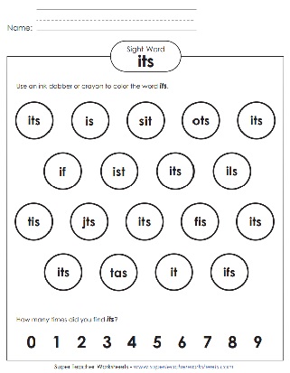 Printable Site Word Worksheet: its